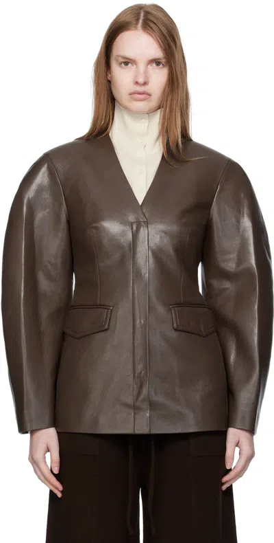 Nanushka Brown Erina Regenerated Leather Blazer