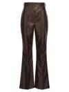 Nanushka Leena Long Sleeved Faux Leather Shirt In Brown