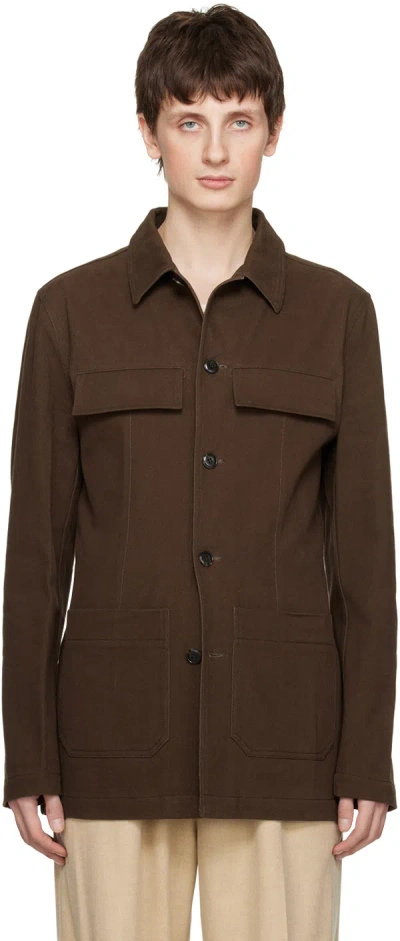 Nanushka Brown Luni Jacket In Dark Brown