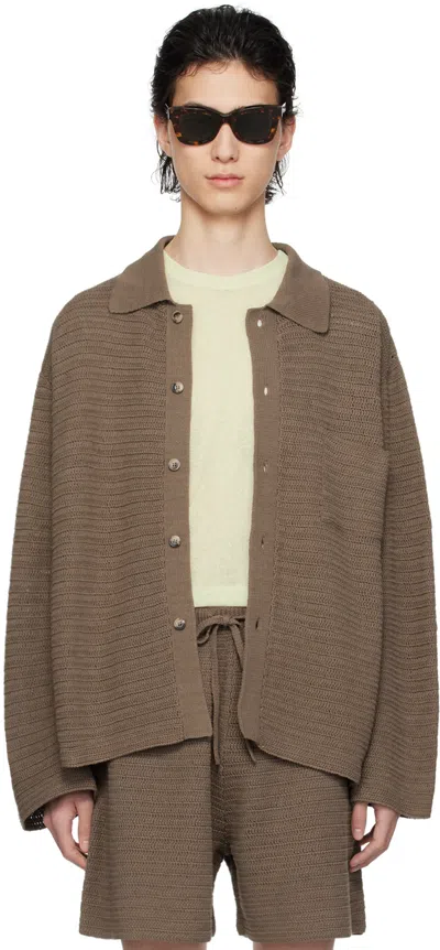 Nanushka Brown Nicolas Cardigan In Fossil Brown