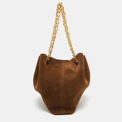 Pre-owned Nanushka Brown Suede The Gather Bucket Bag
