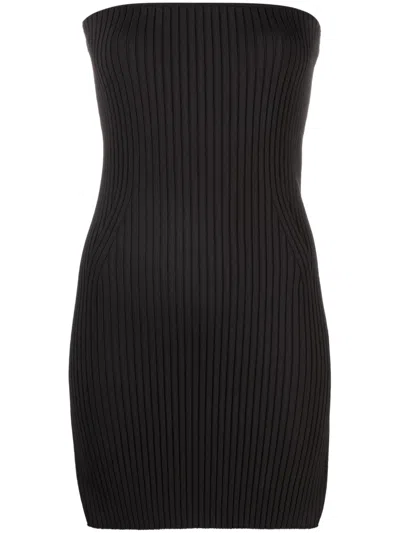 Nanushka Brynn Ribbed Strapless Top In Brown