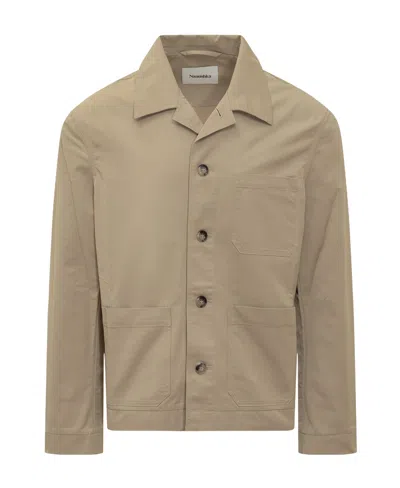 Nanushka Button-down Shirt Jacket In Nude