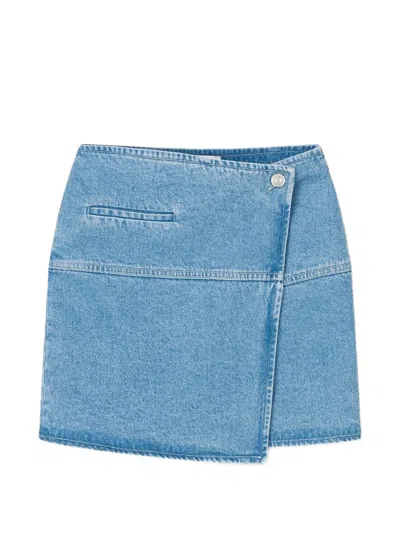 Nanushka Button-fastening Mini Skirt In Blue