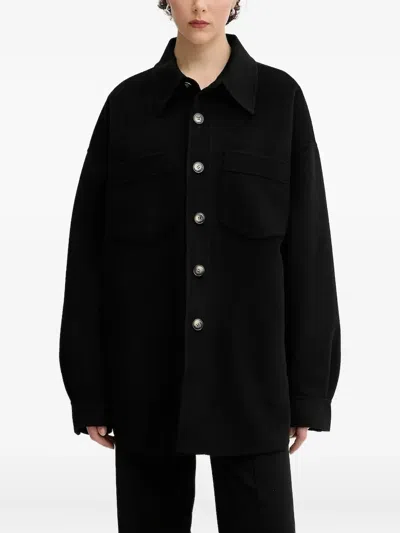 Nanushka Button-fastening Shirt Jacket In Black