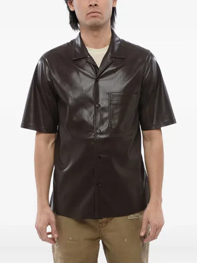Nanushka Button-fastening Short-sleeve Shirt In Brown