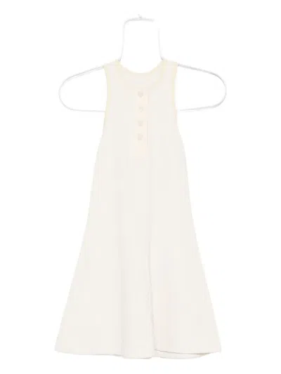 Nanushka Button-front Ribbed Mini Dress In Neutral