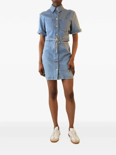 Pre-owned Nanushka Button-down Mini Dress In Blue
