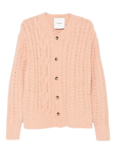 Nanushka Cable-knit Button Cardigan In Pink