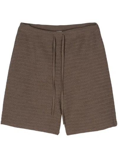 Nanushka Caden Crochet-knit Shorts In Brown