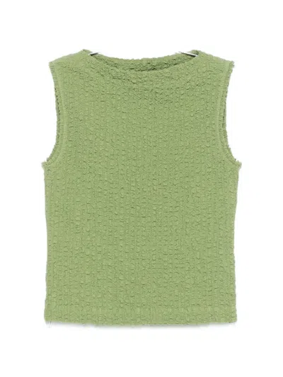 Nanushka Caile Crinkled Sleeveless Top In Green