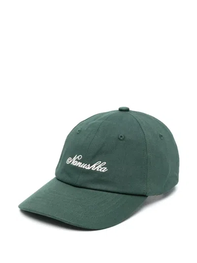 Nanushka Calligraphy Cap In Green