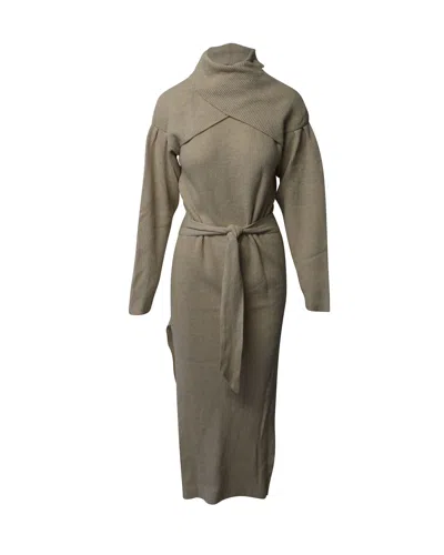 Nanushka Canaan Belted Dress In Beige Merino Wool