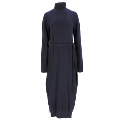Nanushka Canaan Ribbed-knit Midi Dress In Navy Wool In Blue