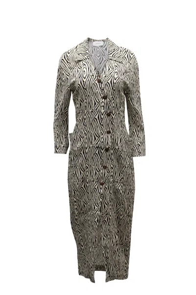 Nanushka Capri Zebra-print Midi Dress In Animal Print Viscose In Gray