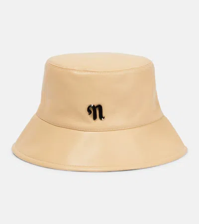 Nanushka Caran Logo Bucket Hat In Vintage Crème