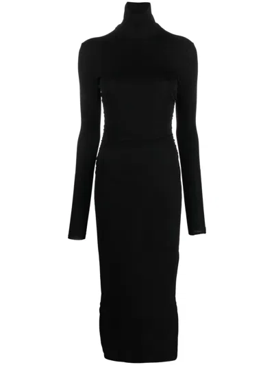 Nanushka Cardia Mesh-jersey Midi Dress In Black