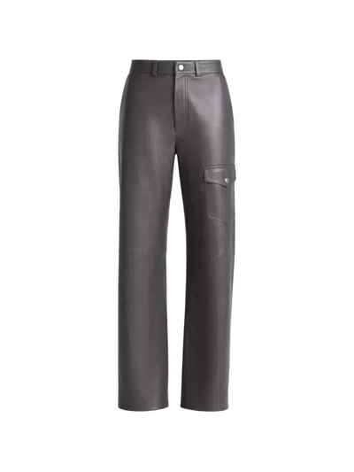 Nanushka Cargo-pocket Leather Trousers In Gray