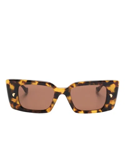 Nanushka Carmel Rectangle-frame Sunglasses In Brown
