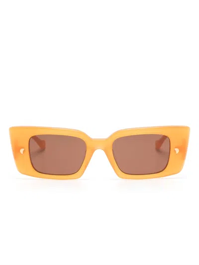Nanushka Carmel Rectangle-frame Sunglasses In Brown
