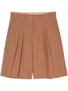 Nanushka Carsten Pleated Cotton Shorts In Brown
