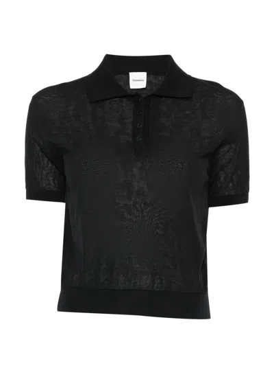 Nanushka Ceneca Fine-knitted Polo Shirt In Black