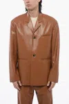 Nanushka Center Vent Faux Leather Sanco Blazer In Brown