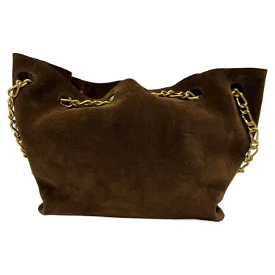 Nanushka Chain Strap Tote Bag In Brown Suede