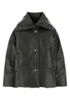 Nanushka Charcoal Synthetic Leather Down Jacket In Grey