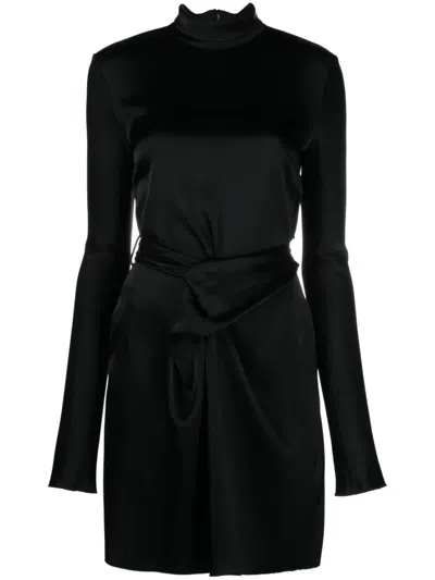 Nanushka Charon Twisted Satin Dress In Black
