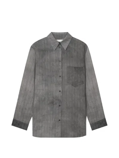 Nanushka Chaska Pinstripe Oversized Shirt In Gray