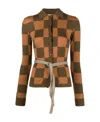 Nanushka Checkerboard Button-up Cardigan In Brown