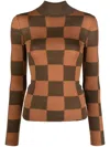 Nanushka Checkerboard-pattern Polo Shirt In Brown