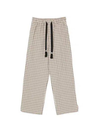Nanushka Check-pattern Tassel-detail Trousers In Brown