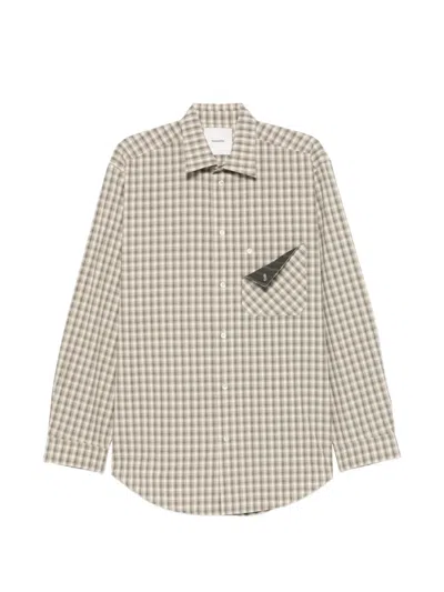 Nanushka Check-print Chest-pocket Shirt In Neutral