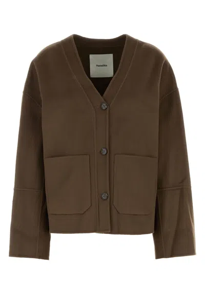Nanushka Chocolate Wool Blend Oversize Dodie Cardigan In Brown