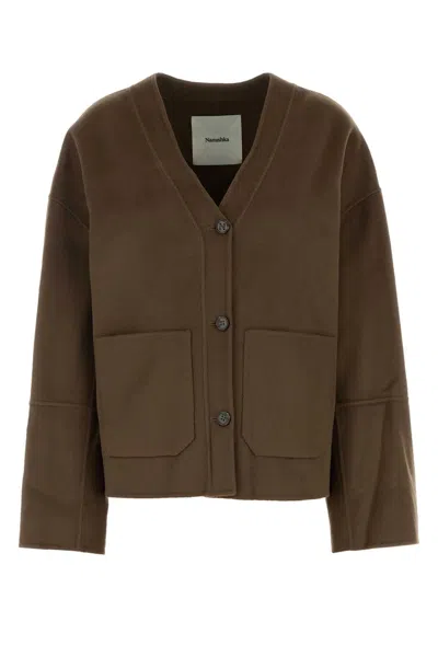 NANUSHKA NANUSHKA CHOCOLATE WOOL BLEND OVERSIZE DODIE CARDIGAN