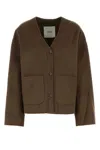 Nanushka Chocolate Wool Blend Oversize Dodie Cardigan In Chocolatechip