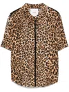 Nanushka Clare Short-sleeve Ocelot-print Blouse In Brown
