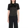 Nanushka Clare Button Front Blouse In Black In Black