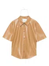 Nanushka Clare Button-up Short-sleeve Shirt In Gold