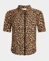 Nanushka Clare Short-sleeve Ocelot-print Blouse