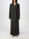 Nanushka Double-breasted Wool Coat In Charcoal