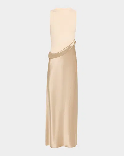 Nanushka Cobee Combo Slip Dress In Dune Creme