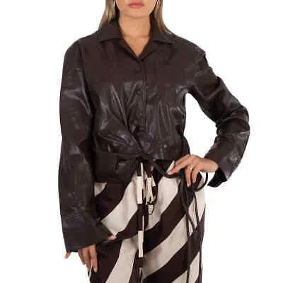Pre-owned Nanushka Coffee Ground Merano Wrap Long Sleeves Top, Size Small In Brown