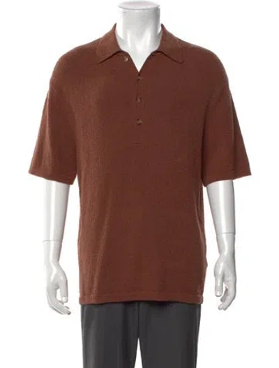 Pre-owned Nanushka Collar Short Sleeve Polo Shirt In Brown