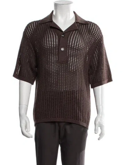 Pre-owned Nanushka Collar Short Sleeve Polo Shirt In Brown