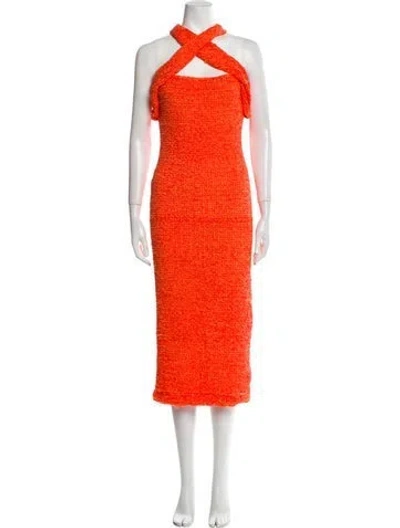 Pre-owned Nanushka Colorblock Pattern Knee-length Dress In Orange