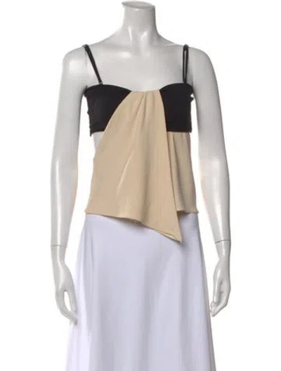 Pre-owned Nanushka Colorblock Pattern Square Neckline Crop Top In Neutral