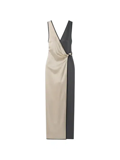 Nanushka Colour-block Wrap Dress In Neutral